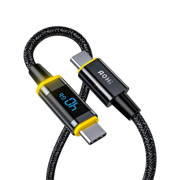 Cablu de incarcare si Date AOHi Magline Pro+ 100W USB4, Incarcare Rapida, Afisaj Digital LED, USB-C la USB-C