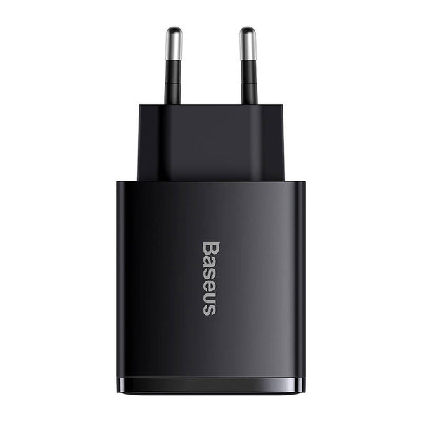 Incarcator de Retea Baseus Compact Quick Charger, 2 x USB-A, 1 x USB-C, Power Delivery, 3A, 30W, Negru