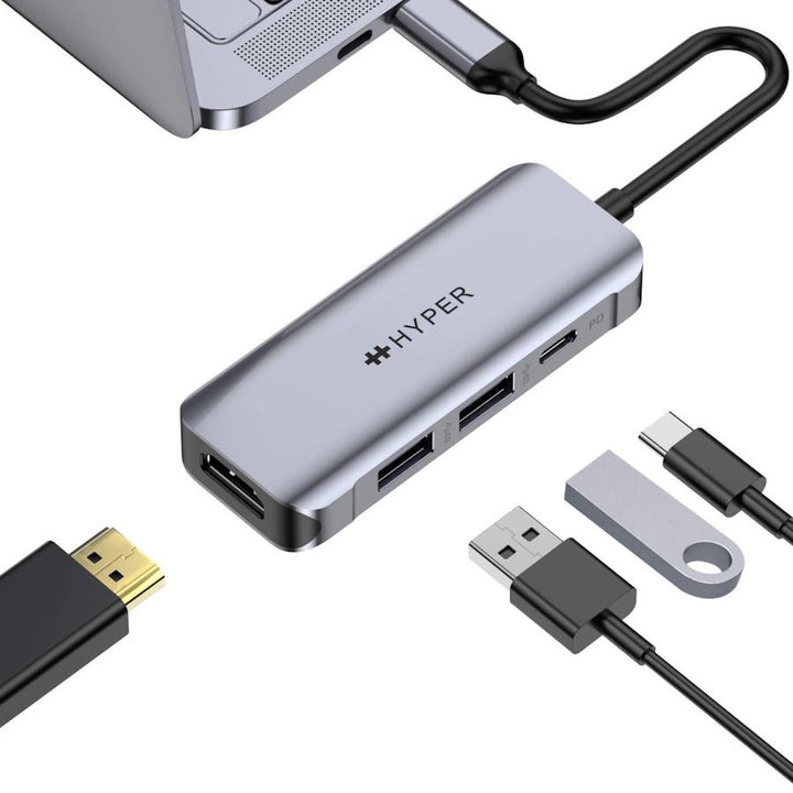 Hub HyperDrive USB-C 4 in 1, Argintiu - iFan.RO