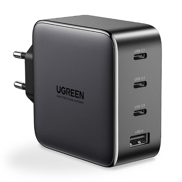 Incarcator de Retea UGREEN Fast Charge, GaN 3 x USB-C, USB-A, 100W - Negru