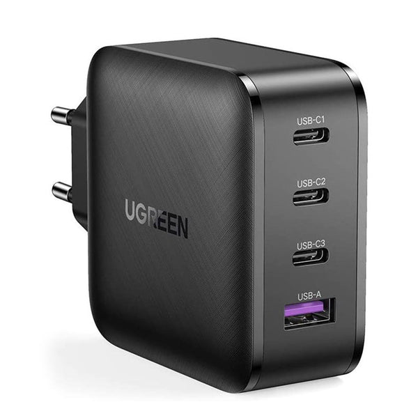 Incarcator de Retea UGREEN - Fast Charge, GaN, 3 x USB-C, USB, PD65W - Negru