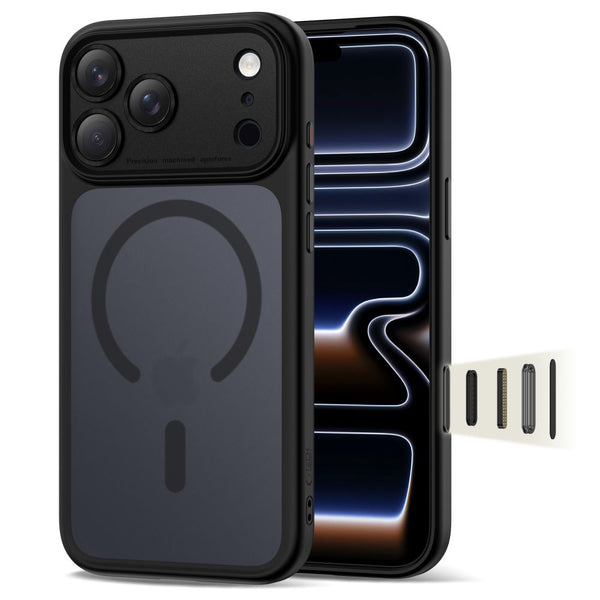 Husa MagSafe pentru Apple iPhone 17 Pro, Tech-Protect, MagPeak, Neagra Mata