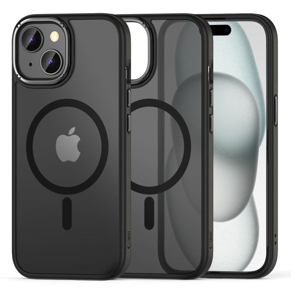 Husa de Protectie TECH-PROTECT MagMat 2 pentru iPhone, Compatibila Magsafe, Full Cover, Magnetica, Incarcare Wireless, Matte Antiamprenta, Negru Mat