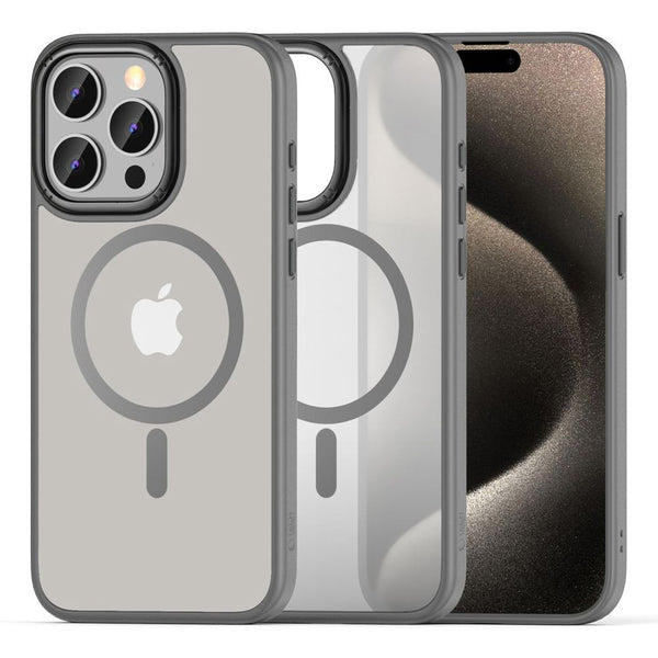 Husa de Protectie TECH-PROTECT MagMat 2 pentru iPhone, Compatibila Magsafe, Full Cover, Magnetica, Incarcare Wireless, Matte Antiamprenta, Gri