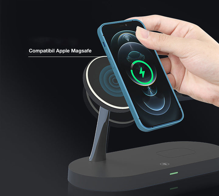 Incarcator Magnetic Wireless 5 in 1 15W QI Fast Charge, Compatibil Apple - iFan.RO