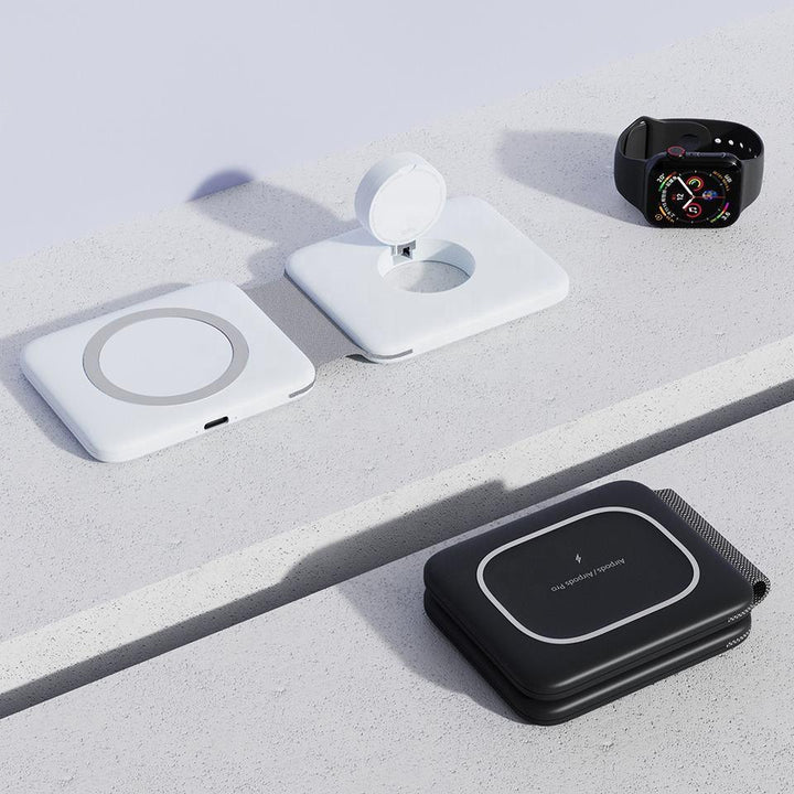 Incarcator Wireless 15W Portabil 3 in 1 Compatibil Magsafe - iFan.RO
