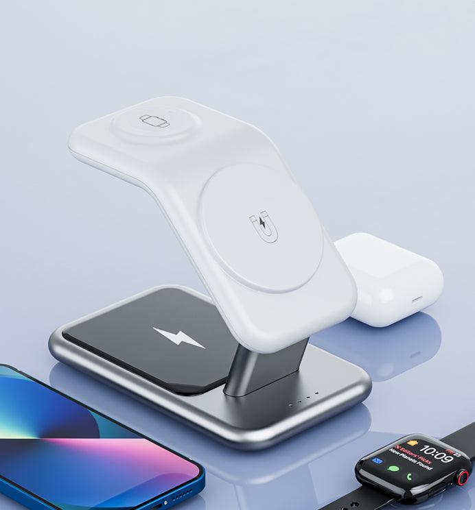 Incarcator Wireless 3 in 1 din Aliaj de Aluminiu Compatibil Apple Magsafe - iFan.RO