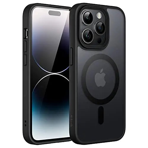 Husa de Protectie iFan pentru iPhone 13 Pro Max, Compatibila Magsafe, Full Cover, Magnetica, Incarcare Wireless, Matte Antiamprenta, Negru