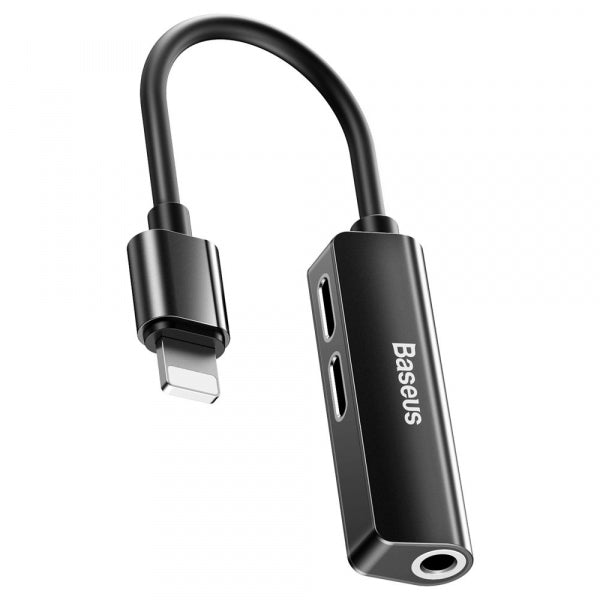 Adaptor Audio Lightning - Lightning / 3.5mm Baseus L52, Negru