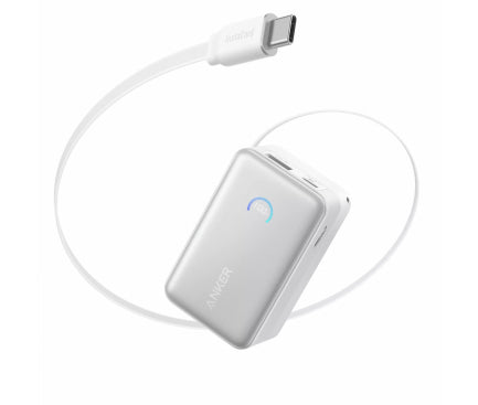 Baterie Externa Anker Nano, 10000mAh, 45W, QC + PD, 1 x USB-A - 1 x USB-C, Alba