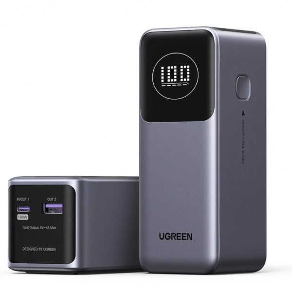 Baterie Externa UGREEN PB724, 12000mAh, 100W, QC + PD, 1 x USB-A - 1 x USB-C, Gri