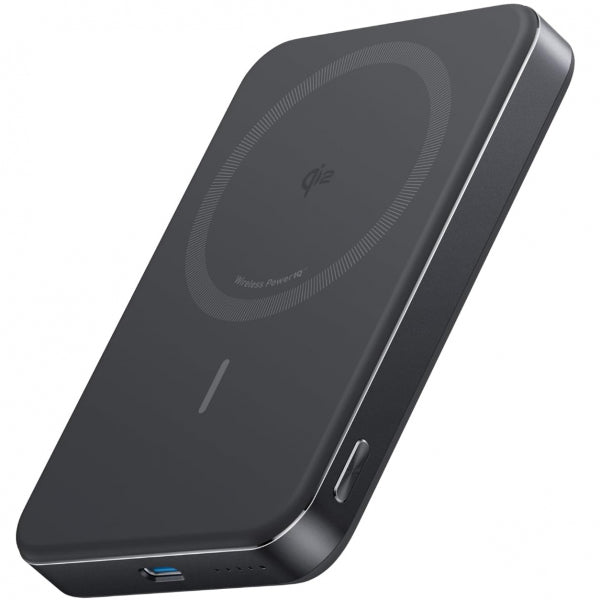 Baterie Externa Wireless Anker MagGo Slim, 10000mAh, 30W, PD + FQI, 1 x QI - 1 x USB-C, Neagra