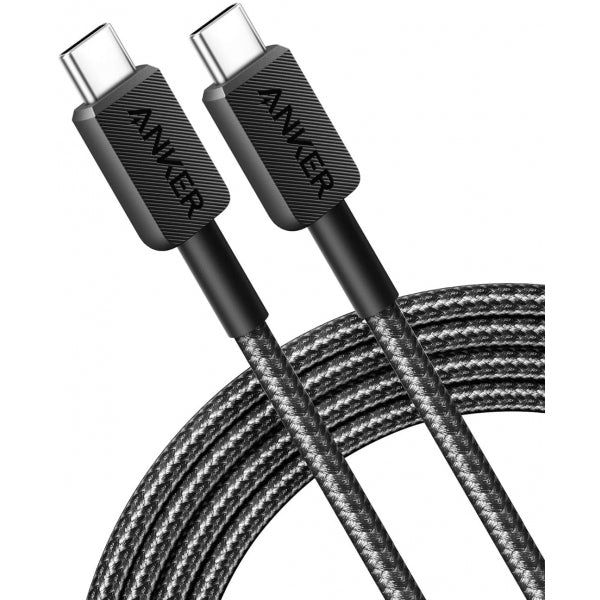 Cablu Date si Incarcare USB-C - USB-C Anker 322, 60W, 1.8m, Negru