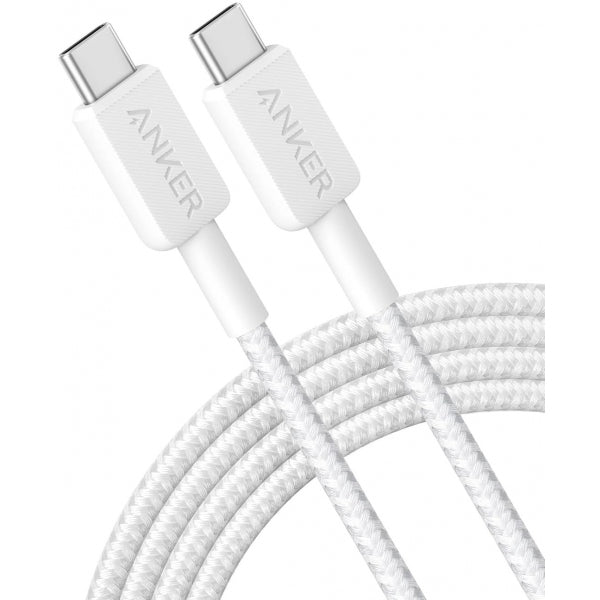 Cablu Date si Incarcare USB-C - USB-C Anker 322, 60W, 1.8m, Alb