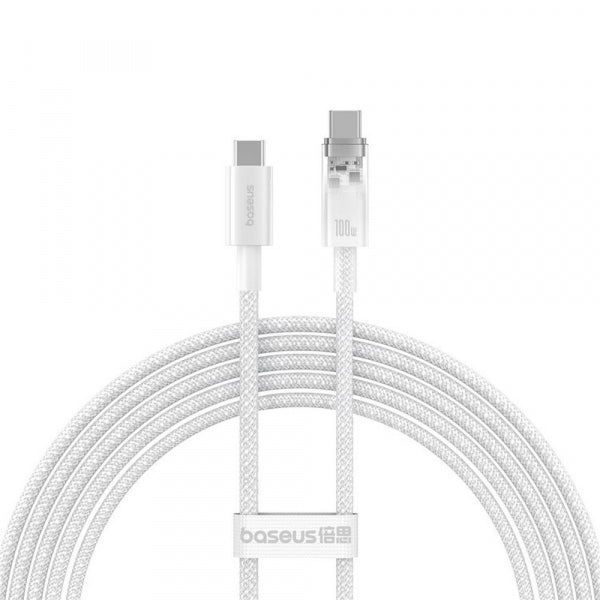 Cablu Date si Incarcare USB-C - USB-C Baseus Explorer, 100W, 2m, Alb