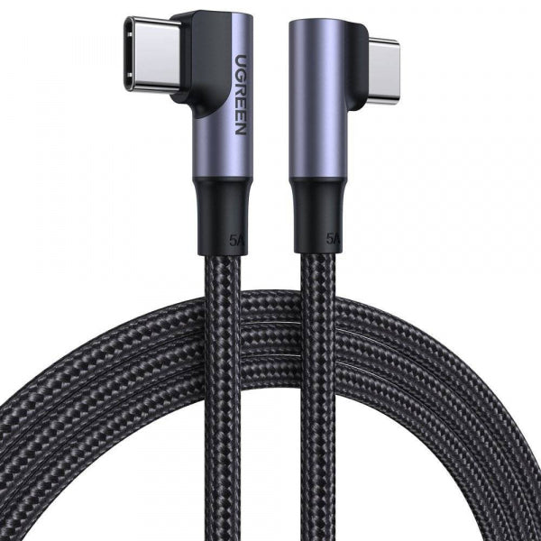 Cablu Date si Incarcare USB-C - USB-C UGREEN US335 Angled, 100W, 2m, Negru