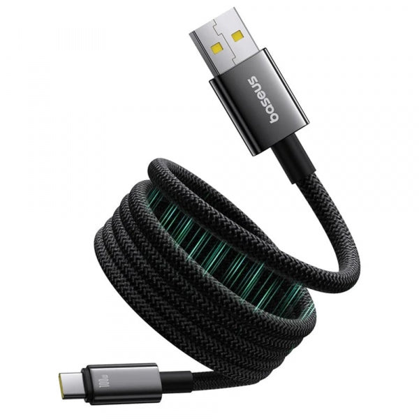 Cablu Date si Incarcare USB-A - USB-C Baseus Tungsten Gold, 100W, 1m, Negru