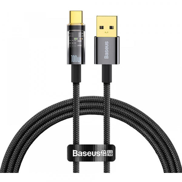 Cablu Date si Incarcare USB-A - USB-C Baseus Explorer, 100W, 2m, Negru