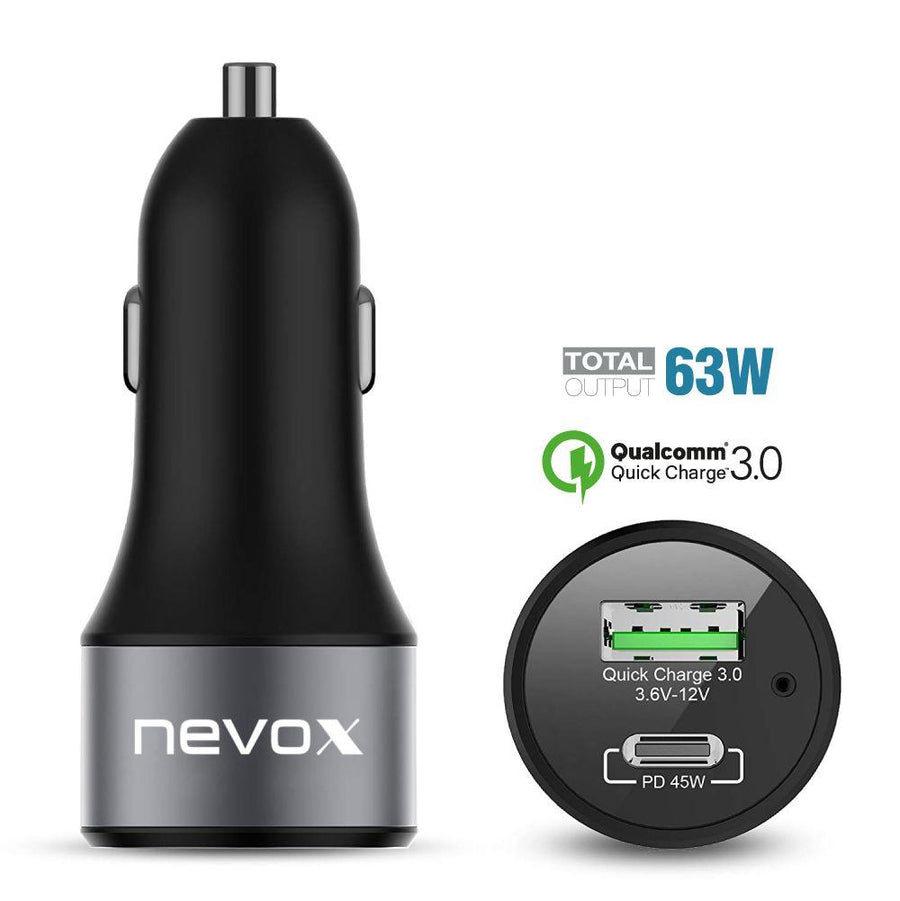 Incarcator auto Nevox USB-C QC 3.0 63W - iFan.RO
