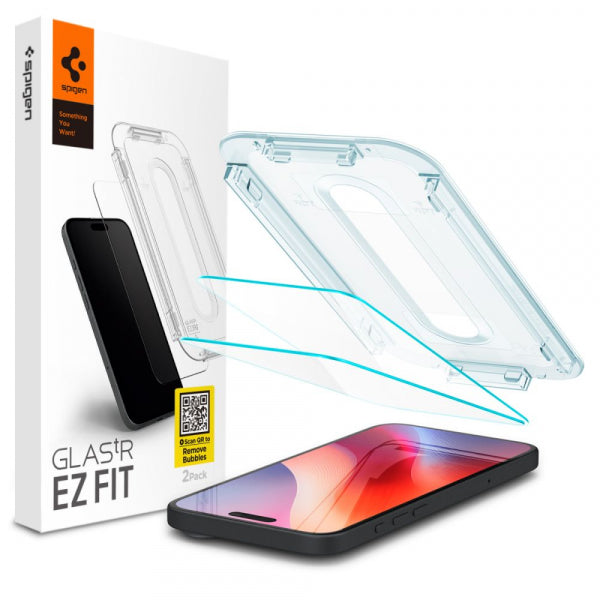 Folie de protectie Ecran Spigen GlastR EZ FIT pentru Apple iPhone 17 Pro Max / 16 Pro Max, Sticla Securizata, Full Glue, Set 2 bucati