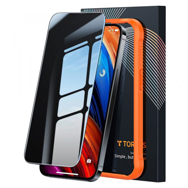 Folie de protectie Ecran Privacy Torras GlassGo Epic pentru Apple iPhone 15 Pro Max, Sticla Securizata, Full Glue
