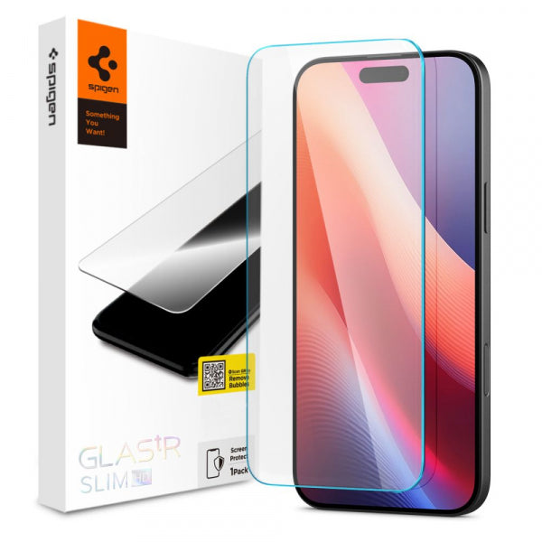Folie de protectie Ecran Spigen GlastR Slim pentru Apple iPhone 16 Pro Max, Sticla Securizata, Full Glue