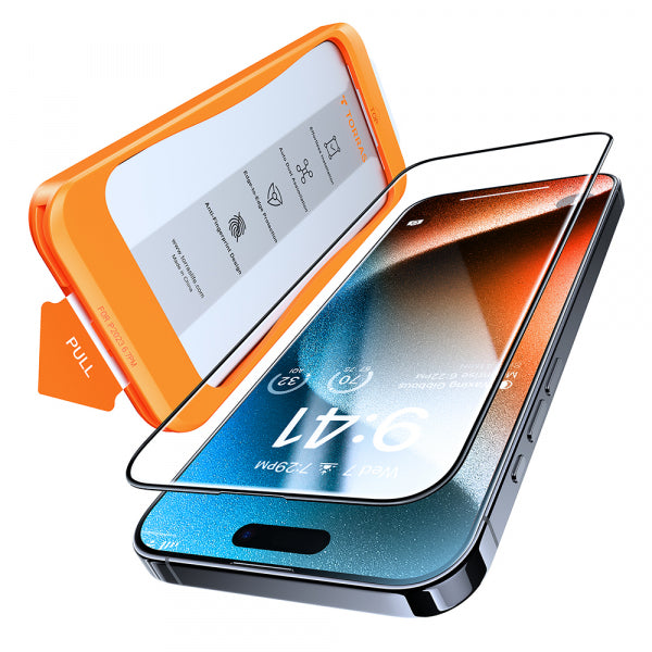 Folie de protectie Ecran Torras GlassGo pentru Apple iPhone 15 Pro Max, Sticla Securizata, Full Glue, Neagra