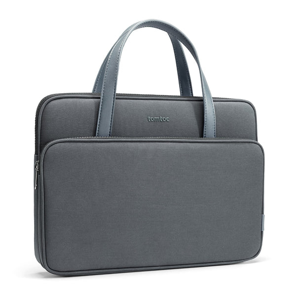 Geantă Premium, tomtoc Premium Briefcase, 14 Inch MacBook Pro 2021, Material Rezistent La Apă, Captuseală Moale, Curea Reglabilă, Gri