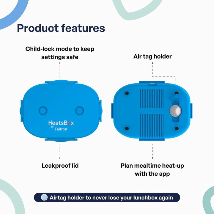 Cutie Inteligentă Pentru Prânz, Faitron HeatsBox GO Light, Temperatură Reglabilă, Baterie alimentare incorporată, Control prin aplicatie