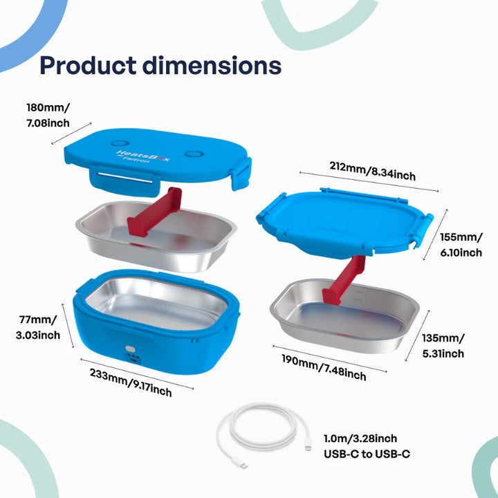 Cutie Inteligentă Pentru Prânz, Faitron HeatsBox GO Light, Temperatură Reglabilă, Baterie alimentare incorporată, Control prin aplicatie
