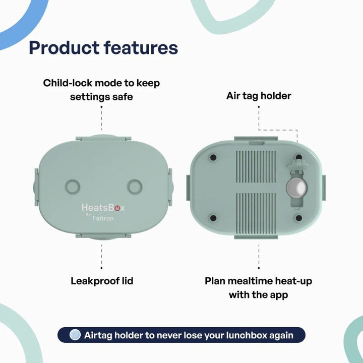 Cutie Inteligentă Pentru Prânz, Faitron HeatsBox GO Light, Temperatură Reglabilă, Baterie alimentare incorporată, Control prin aplicatie