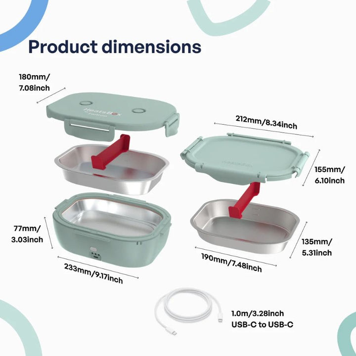 Cutie Inteligentă Pentru Prânz, Faitron HeatsBox GO Light, Temperatură Reglabilă, Baterie alimentare incorporată, Control prin aplicatie