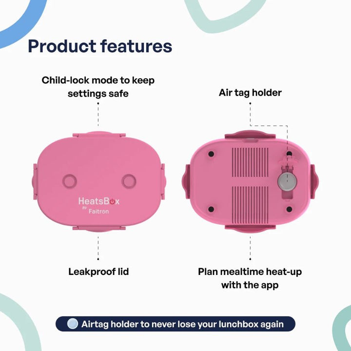 Cutie Inteligentă Pentru Prânz, Faitron HeatsBox GO Light, Temperatură Reglabilă, Baterie alimentare incorporată, Control prin aplicatie