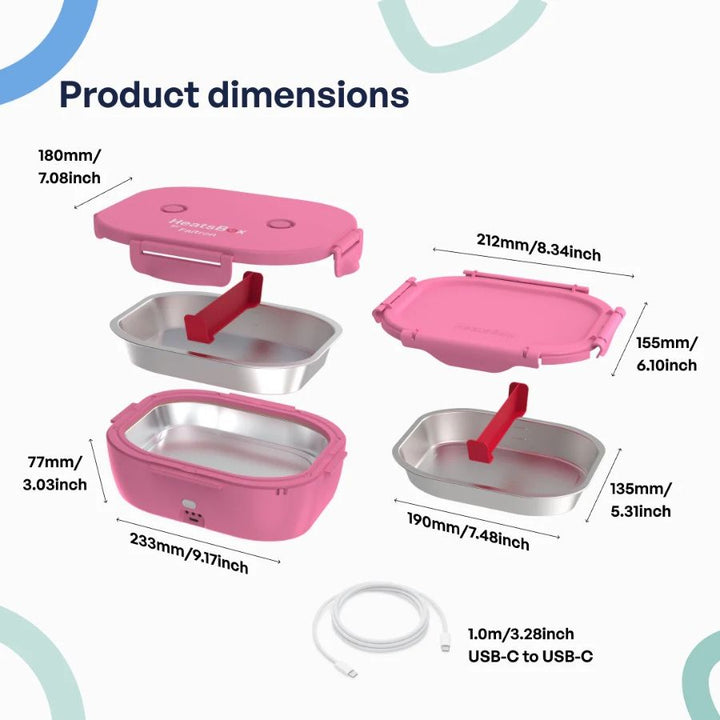Cutie Inteligentă Pentru Prânz, Faitron HeatsBox GO Light, Temperatură Reglabilă, Baterie alimentare incorporată, Control prin aplicatie