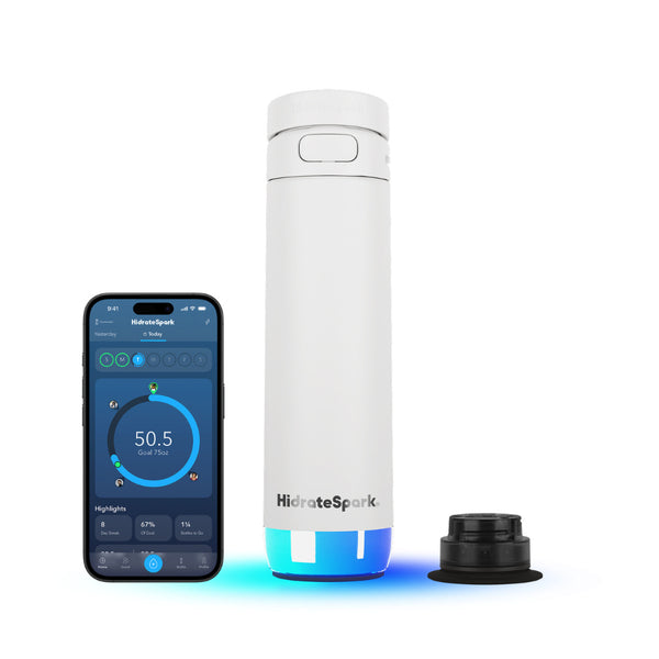 HidrateSpark PRO 2, Sticlă Smart, Aplicație Mobilă și Monitorizare Hidratare, BPA Free, 621 ml, Alb