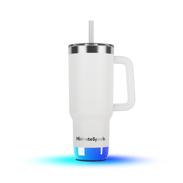 HidrateSpark PRO 2, Pahar Smart Tumbler, Aplicație Mobilă și Monitorizare Hidratare, BPA Free, 887 ml, Alb