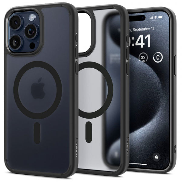 Husa MagSafe pentru Apple iPhone 15 Pro, Spigen, Ultra Hybrid, Neagra Satinata