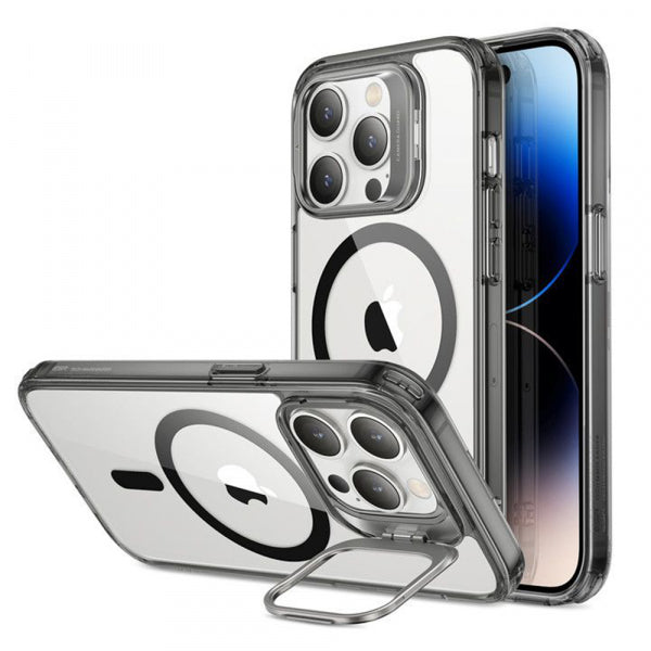 Husa MagSafe pentru Apple iPhone 14 Pro, ESR, Classic Kickstand, Neagra Transparenta