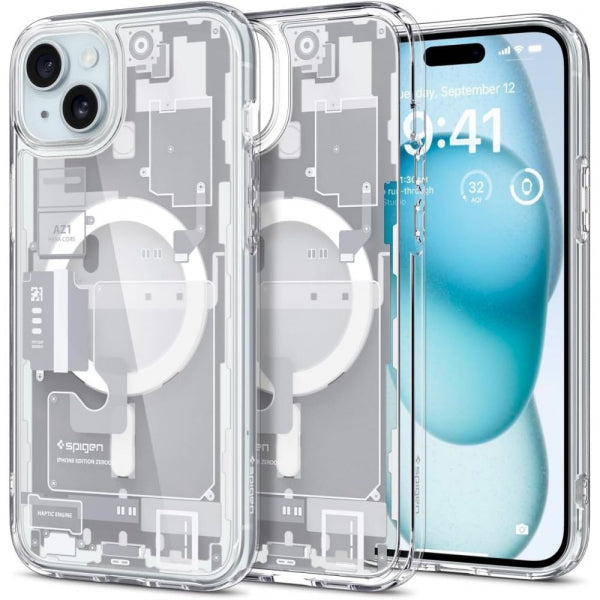Husa MagSafe pentru Apple iPhone 15, Spigen, Ultra Hybrid Zero One, Alba