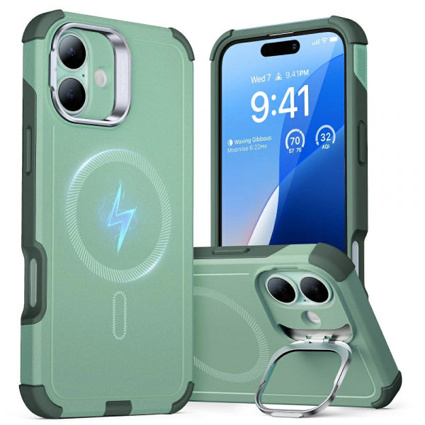 Husa MagSafe pentru Apple iPhone 16, ESR, Cyber Armor Kickstand, Verde