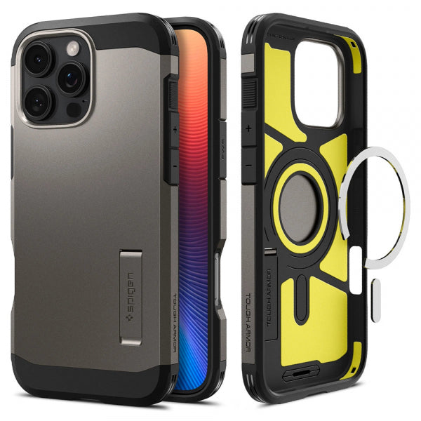 Husa MagSafe pentru Apple iPhone 16 Pro Max, Spigen, Tough Armor, Gri