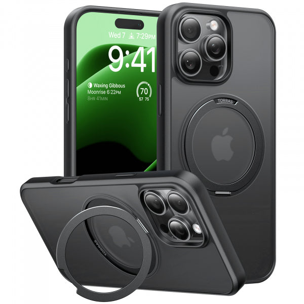 Husa MagSafe pentru Apple iPhone 16 Pro, Torras, Ostand Pro, Neagra