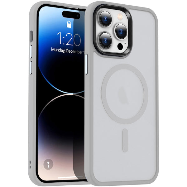 Husa de Protectie iFan pentru iPhone 15, Compatibila Magsafe, Full Cover, Magnetica, Incarcare Wireless, Matte Antiamprenta, Gri