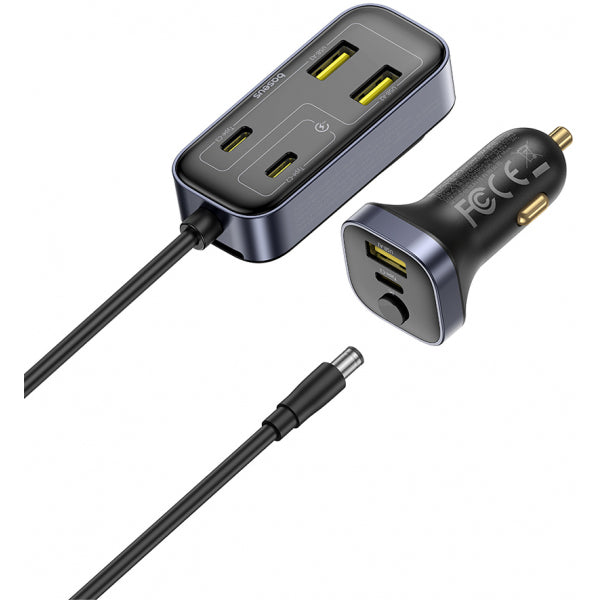 Incarcator Auto Baseus BackseatPal L1, 110W, 3A, 3 x USB-A - 3 x USB-C, Negru