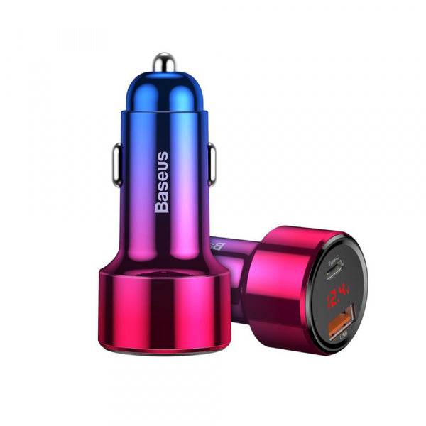 Incarcator Auto Baseus Magic Display Series, 45W, 5A, 1 x USB-A - 1 x USB-C, Multicolor