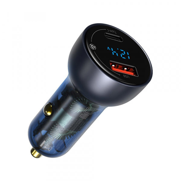 Incarcator Auto Baseus, 65W, 5A, 1 x USB-A - 1 x USB-C, Gri