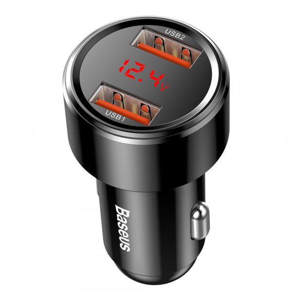 Incarcator Auto Baseus Magic Display Series, 45W, 6A, 2 x USB-A, Negru