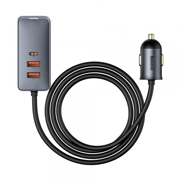 Incarcator Auto Baseus Share Together, 120W, 3A, 3 x USB-A - 1 x USB-C, Gri