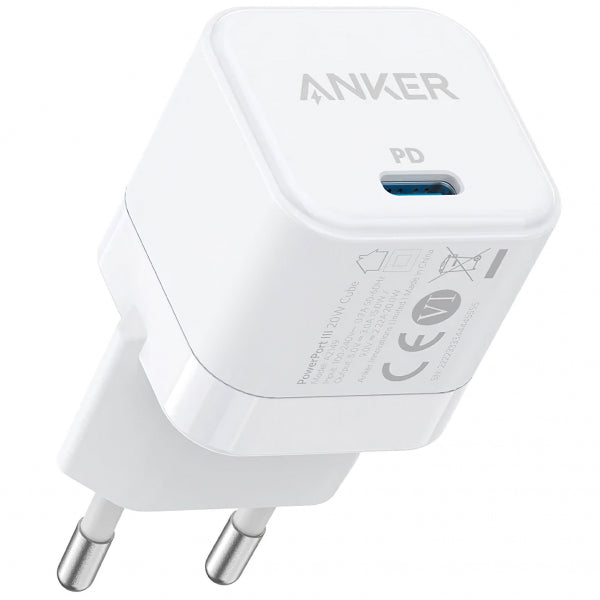 Incarcator Retea Anker PowerPort III Cube, 20W, 3A, 1 x USB-C, Alb