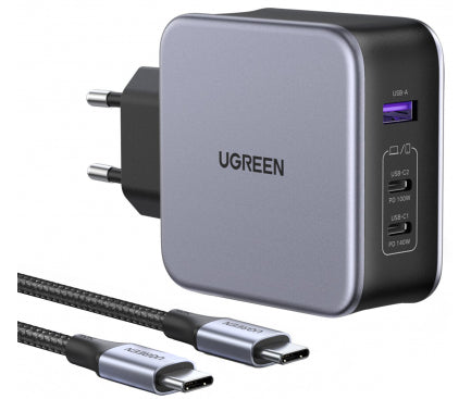 Incarcator Retea Cu Cablu USB-C UGREEN CD289, 140W, 5A, 1 x USB-A - 2 x USB-C, Gri